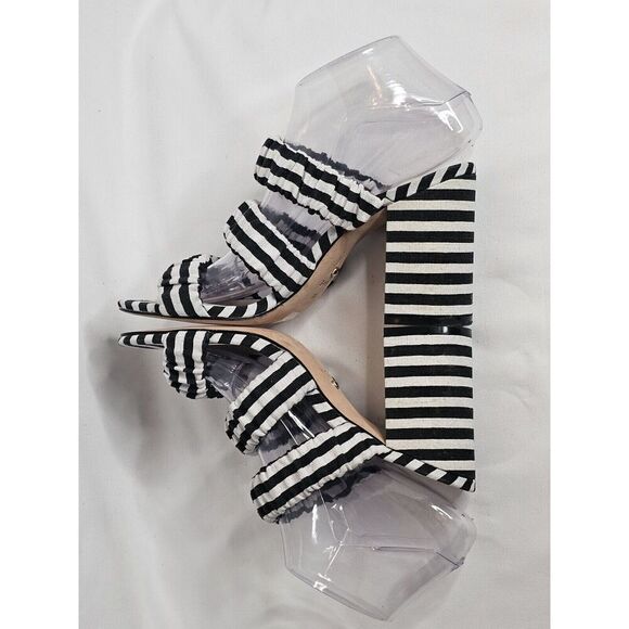 Raye Revolve Mimi Striped Black Strappy Heeled Mules Womens Size 8.5 - Picture 2 of 8